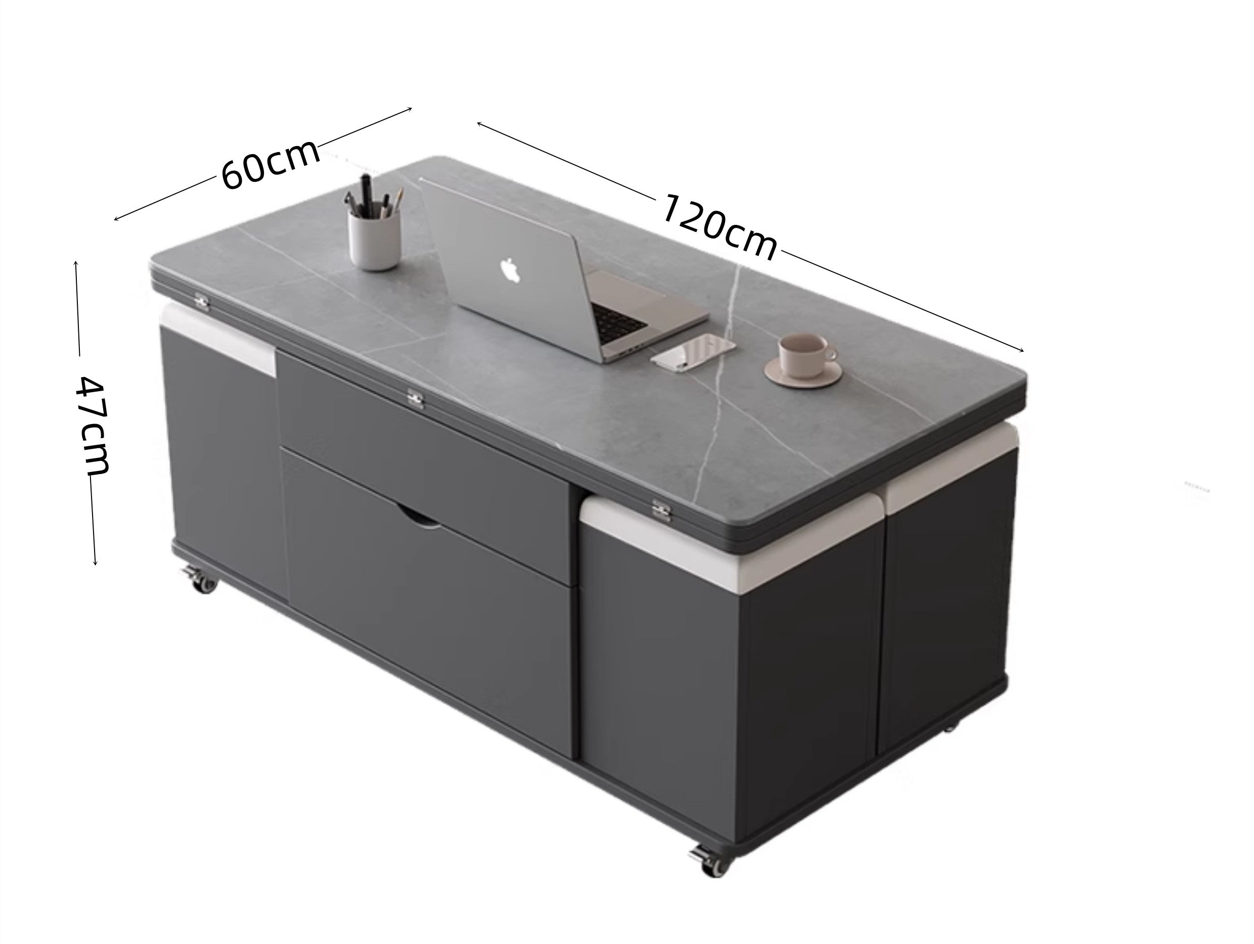 昇降式多機能セラミックテーブル 茶器・食卓一体型 小スペース対応収納テーブル 昇降テーブル ダイニングテーブル