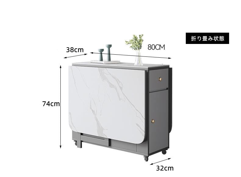 折りたたみ式ダイニングテーブル&チェアセット コンパクト 省スペース キッチン収納 モダンミニマルスタイル 賃貸住宅向け 小型可動式長方形食卓4人用