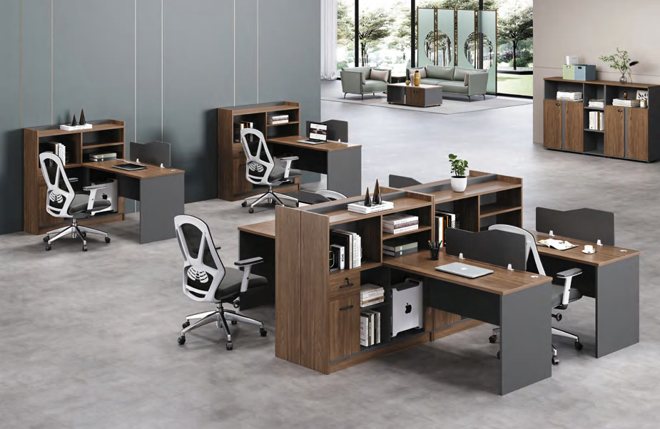 オフィスデスク 作業デスク 事務用デスク パソコンデスクPC収納 事務机 高級木製家具 木目調 YC16D1560 4台まとめて買えばで20万円