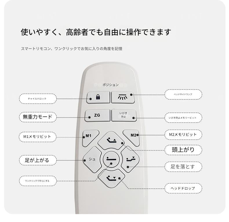 多機能スマート電動フローティングベッド リクライニング 無段階調節 介護用ベッド 昇降式 150cm セミダブル 夫婦別モード対応 ダブルベッド