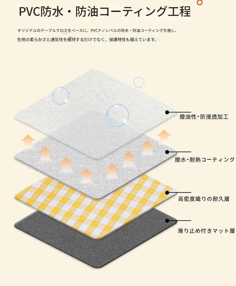 テーブルクロス 防水 防油 汚れ防止 140*180cm INS風 長方形 PVC製 食卓カバー ノンウォッシュ シンプルデザイン ダイニング テーブルクロス
